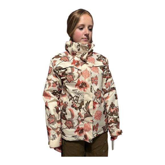 Liquid Boardwear ski jacket in cream & floral with removable hood size XS - Picture 13 of 16